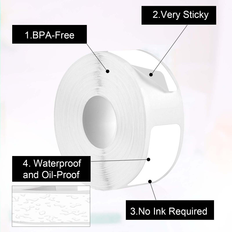 PEUTIER 3 Rolls Label Maker Tape for Phomemo D30, Label Printer Paper Stickers Waterproof Thermal Self-Adhesive Label Thermal Paper for Label Maker Machine for Home Office School (White, 12mm x 22mm) - Image 3